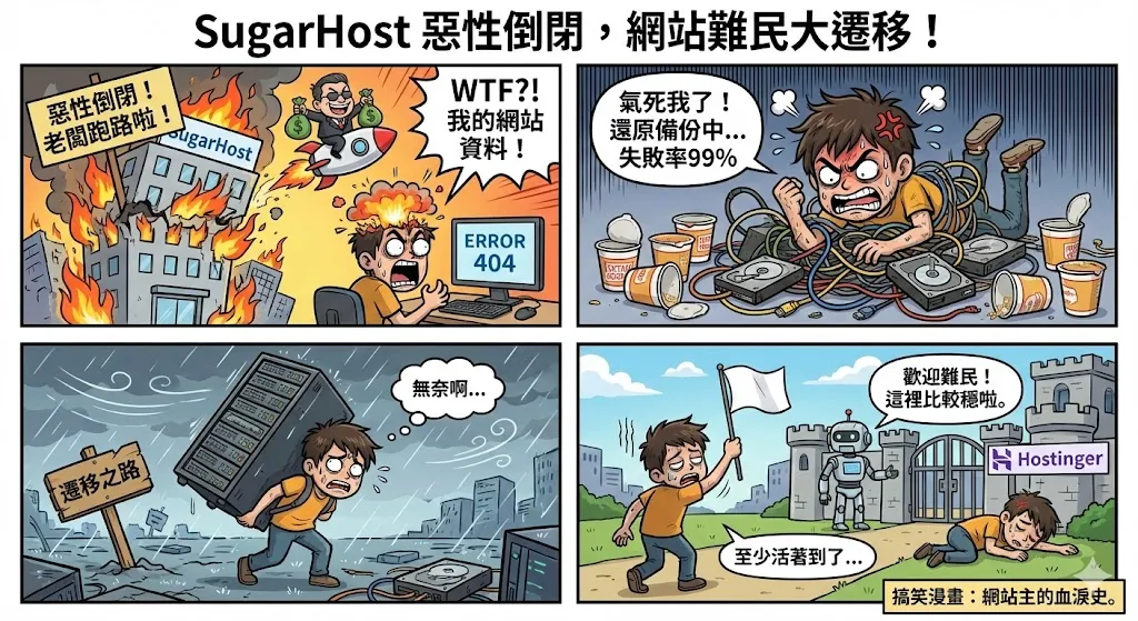 從 SugarHost 倒閉到 Hostinger 遷移:WordPress 網站的遷移歷程 從 SugarHost 倒閉到 Hostinger 遷移:WordPress 網站的遷移歷程