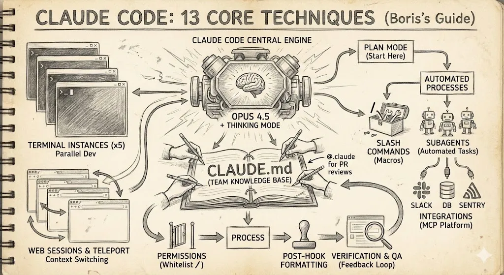 Claude Code 創辦人 Boris 親授分享的 13 條核心技巧（補充個人簡短評註）
